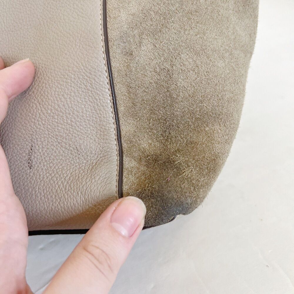 Coach Ava Tote in Taupe Leather and Suede Mixed Fabric Shoulder Bag Purse - Picture 6 of 12